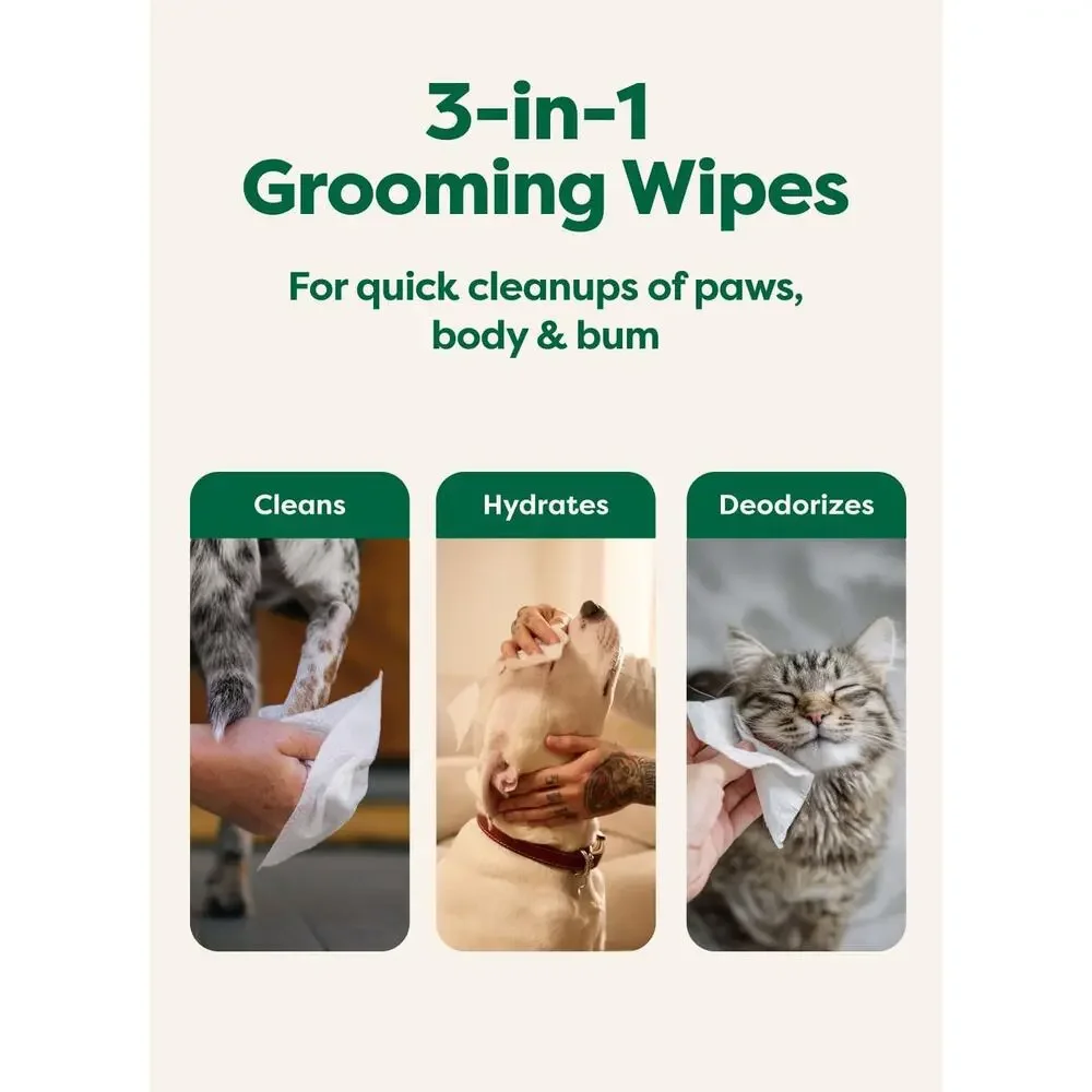 Earth Rated Pet Wipes, 3-in-1 Clean, Deodorize and Hydrate, White Tea Basil, 400